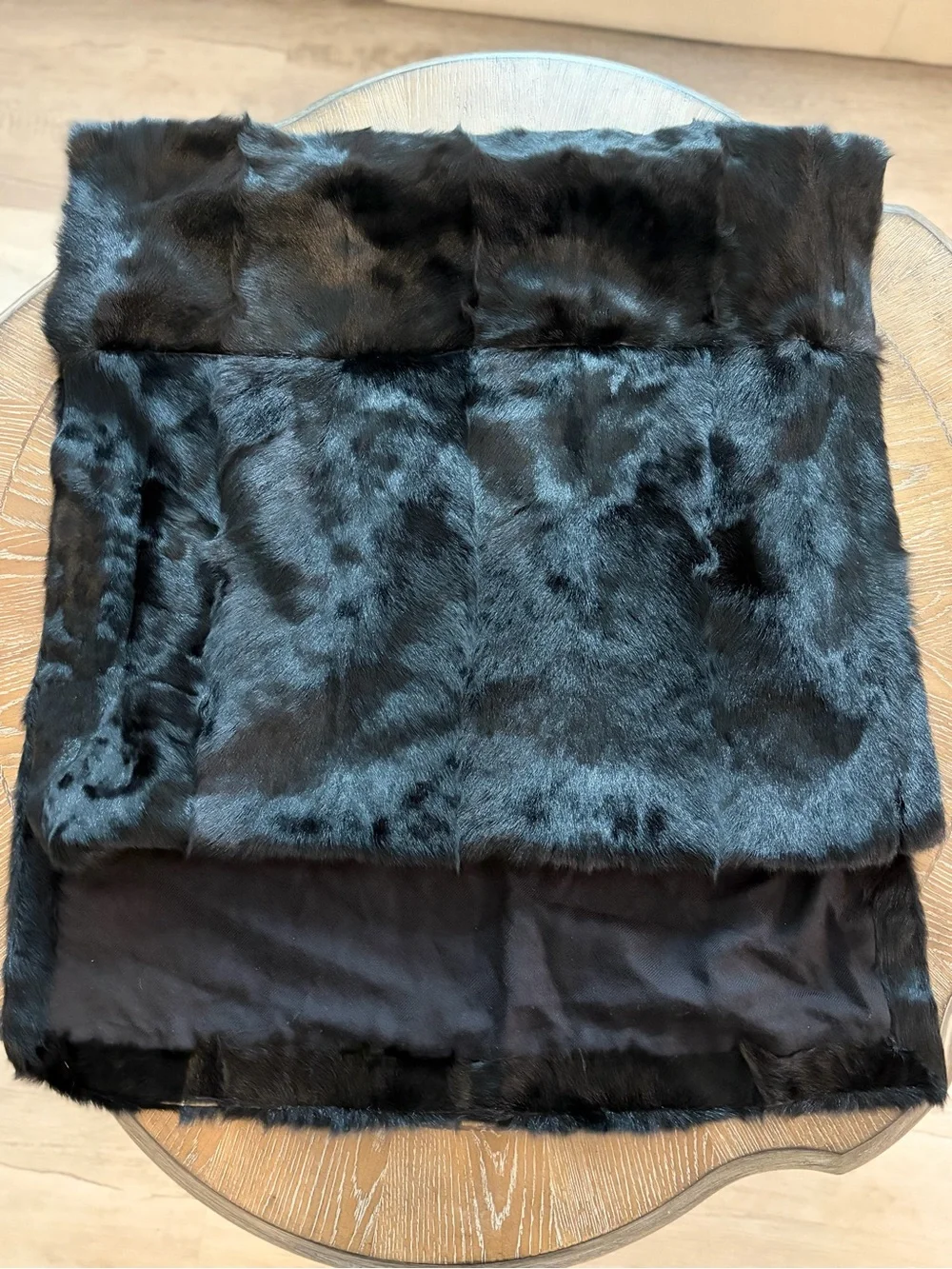 Agnona Rare Unique Black Goat Hair Fur Stole Cashmere & Silk Made in Italy